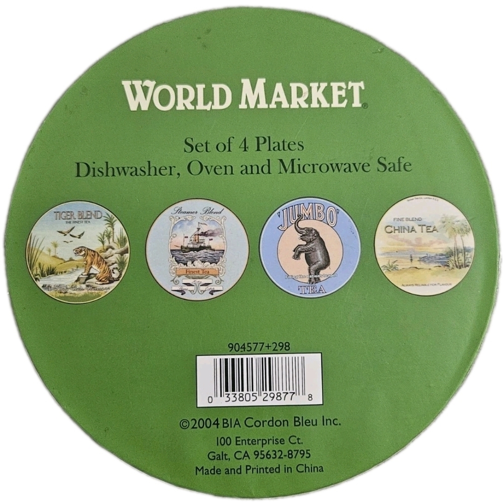 NIB BIA Cordon Bleu Exotic Tea Label Appetizer Plates - Set of 4 - Marc Grenier - Picture 2 of 5